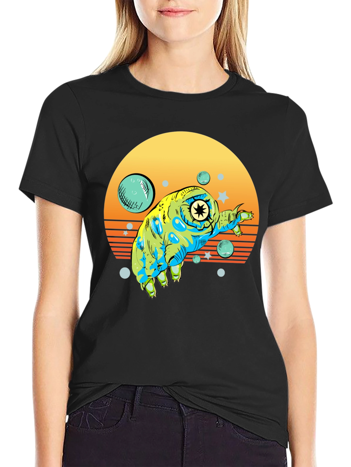 Tardigrade Retro Sunset Black T-Shirt
