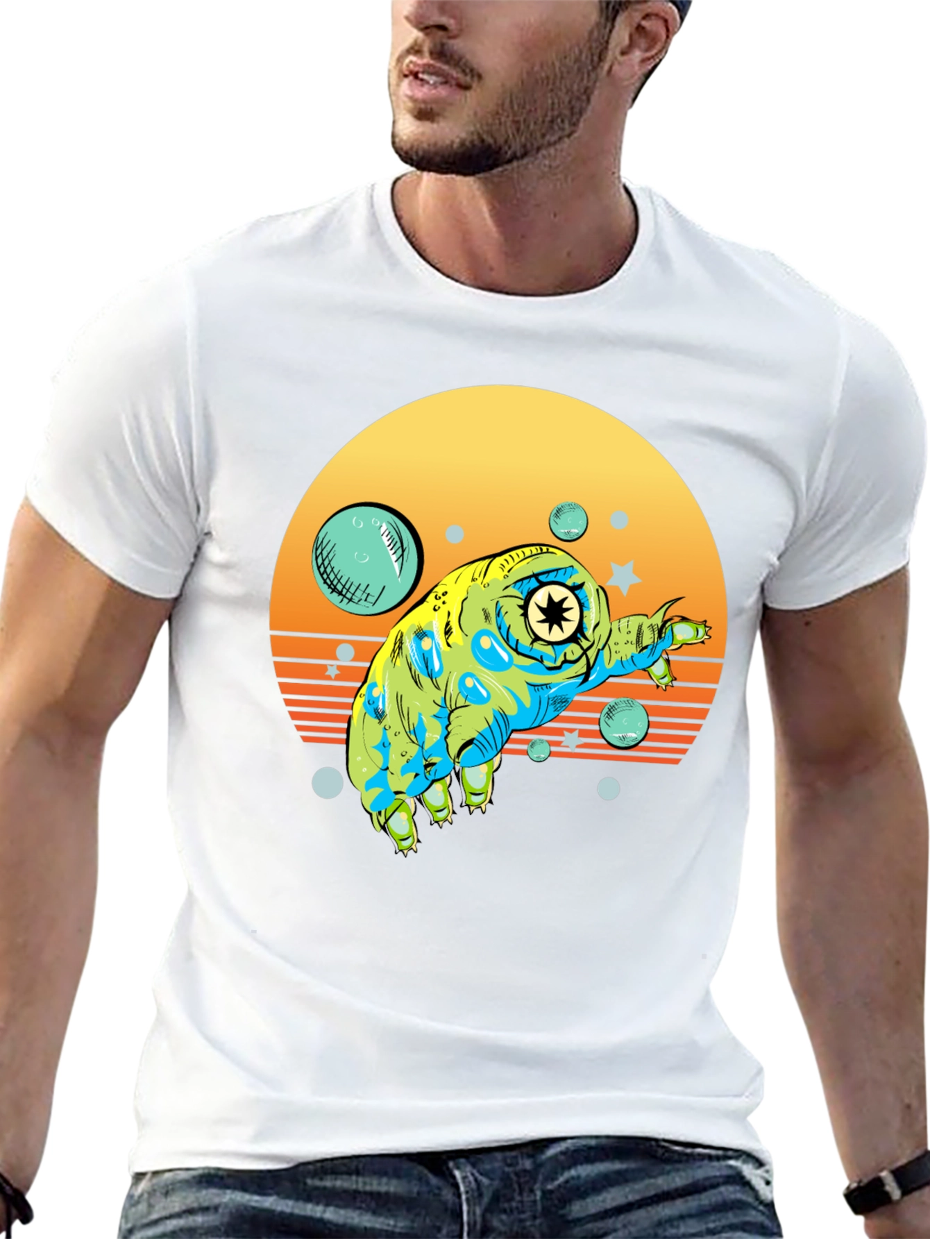 Tardigrade Retro Sunset Black T-Shirt