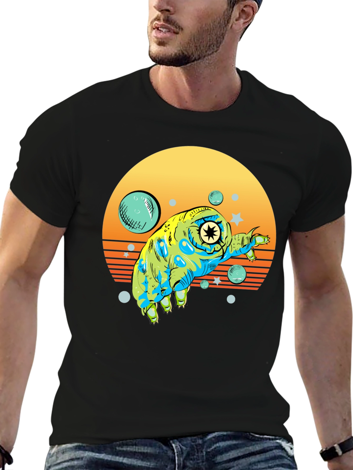 Tardigrade Retro Sunset Black T-Shirt