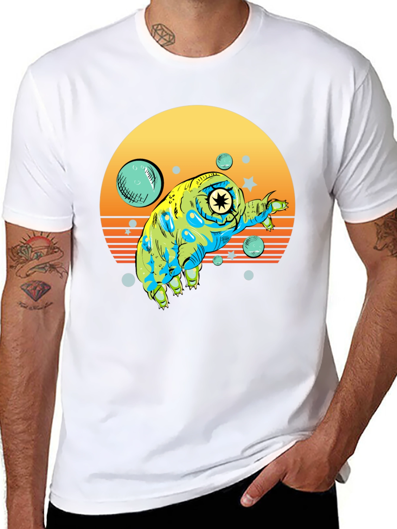 Tardigrade Retro Sunset Black T-Shirt