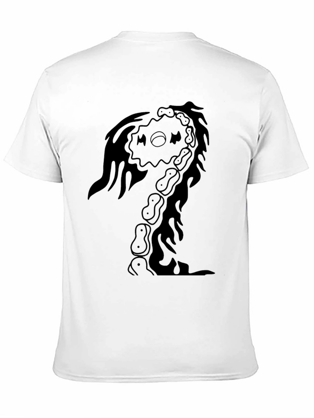 Mens Black Graphic Tee - Abstract Skeleton Design