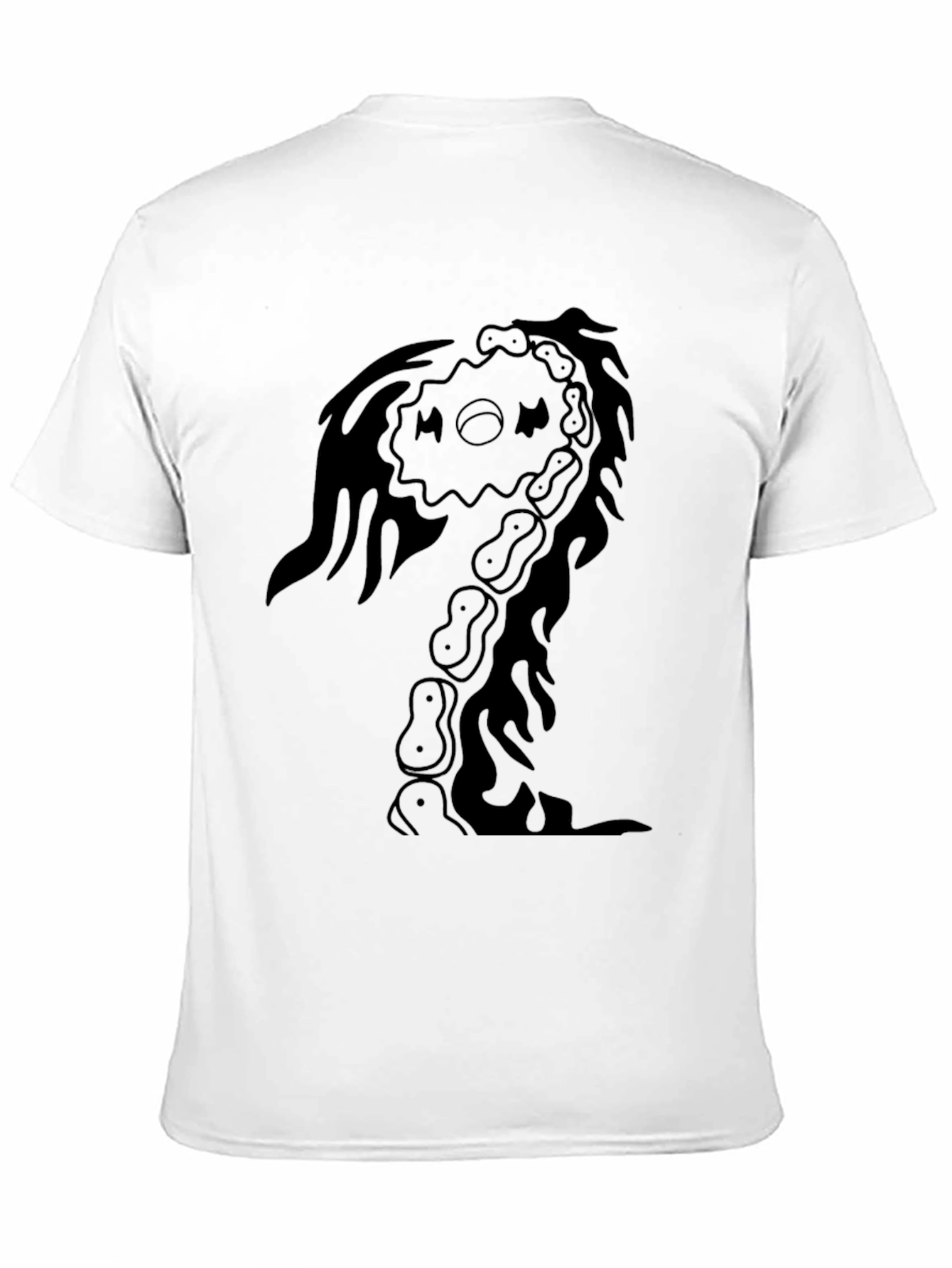 Mens Black Graphic Tee - Abstract Skeleton Design