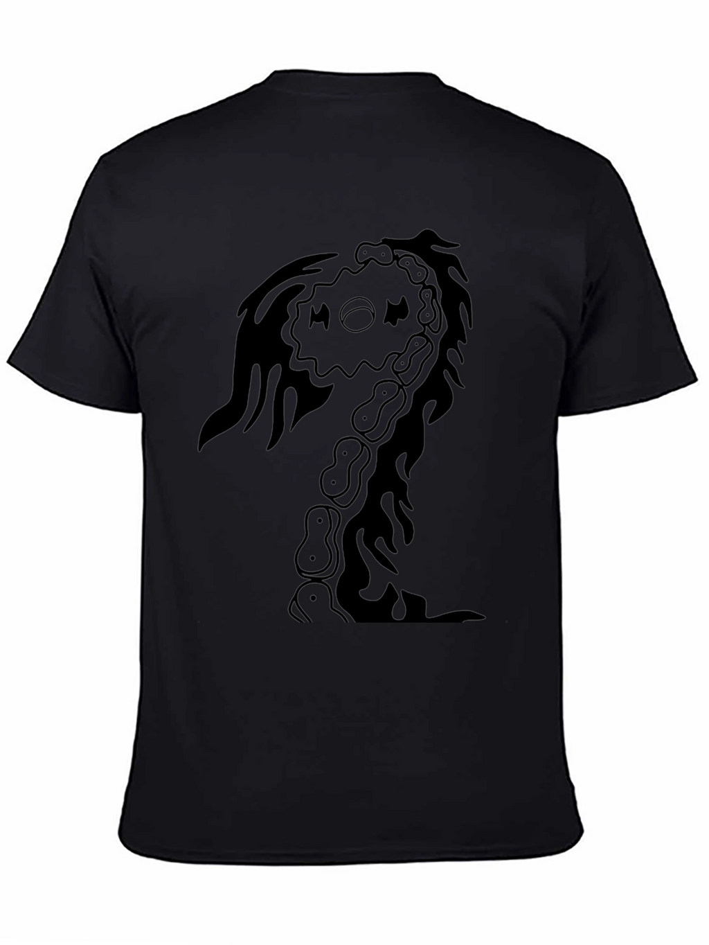 Mens Black Graphic Tee - Abstract Skeleton Design