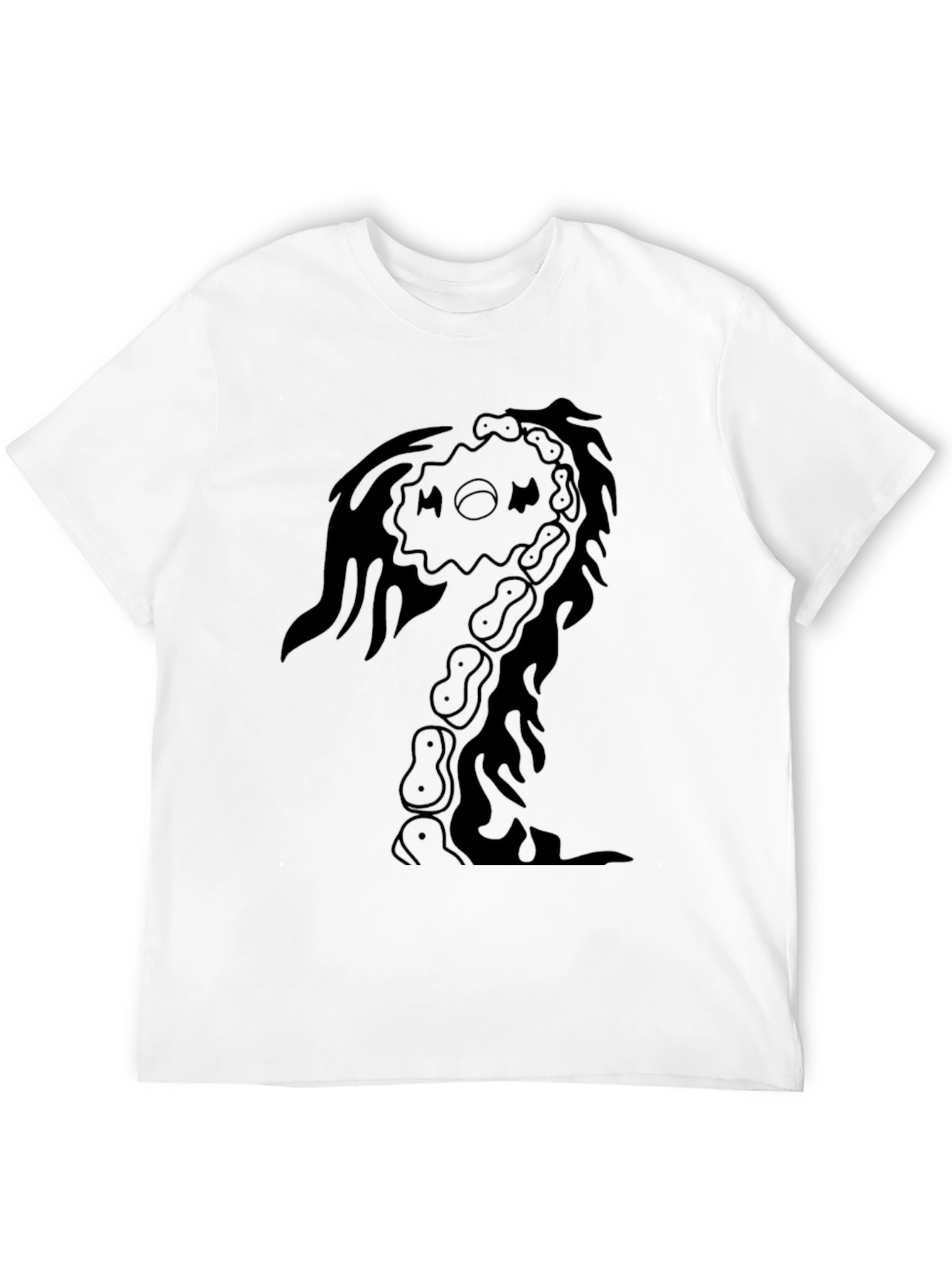 Mens Black Graphic Tee - Abstract Skeleton Design