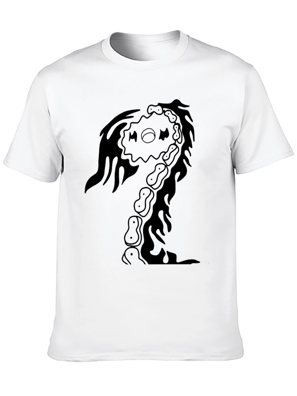 Mens Black Graphic Tee - Abstract Skeleton Design