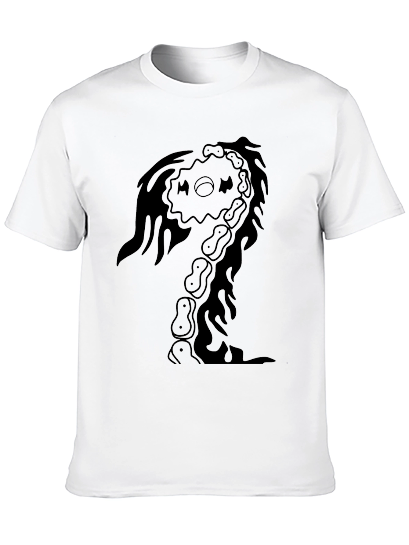 Mens Black Graphic Tee - Abstract Skeleton Design