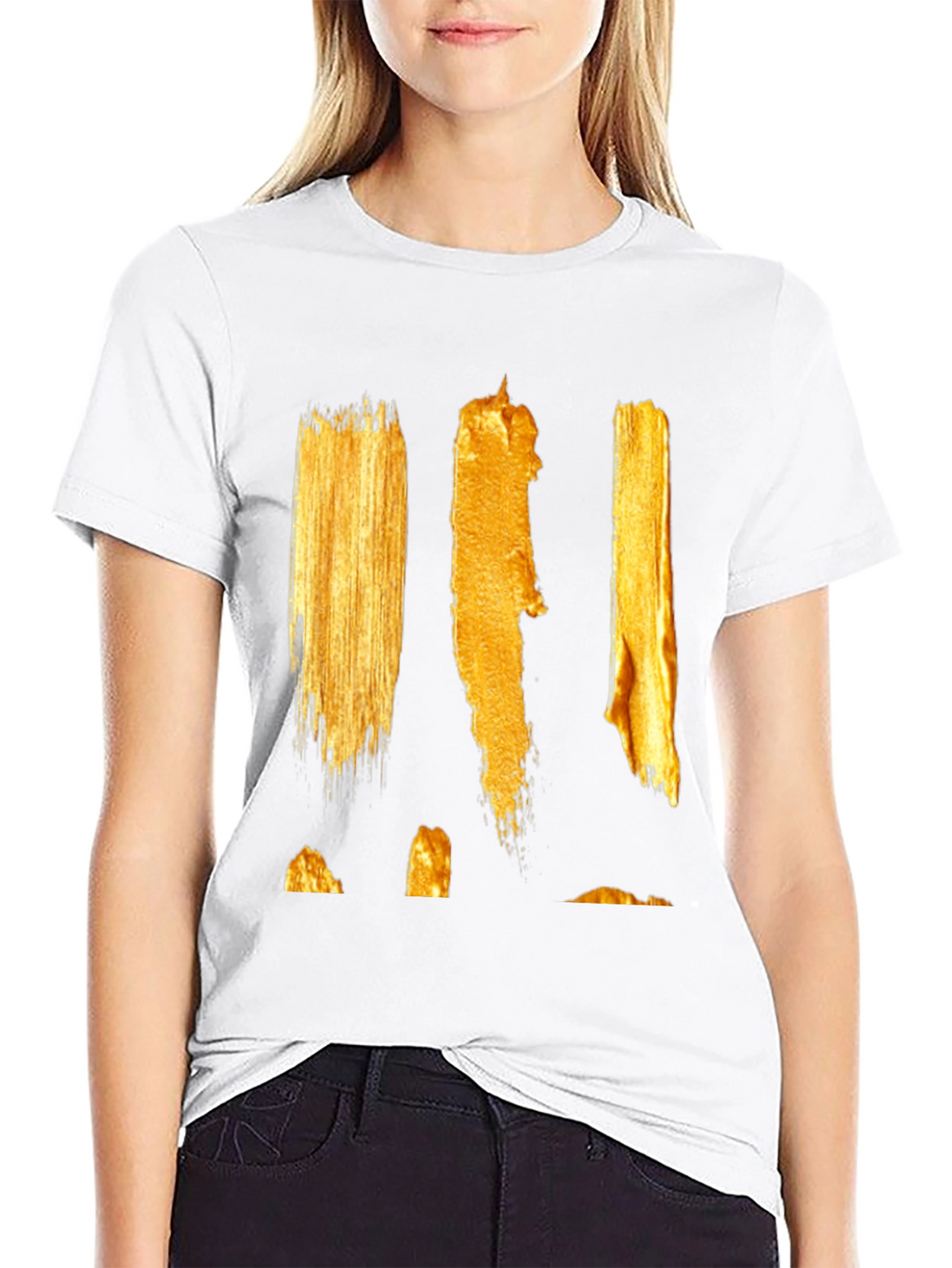 Abstract Gold Paint Stroke Graphic Tee