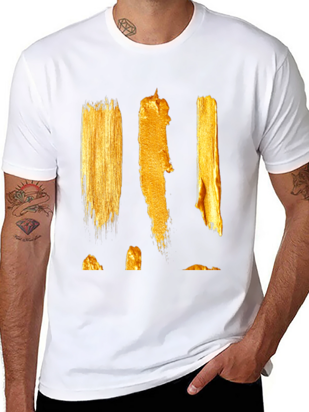Abstract Gold Paint Stroke Graphic Tee