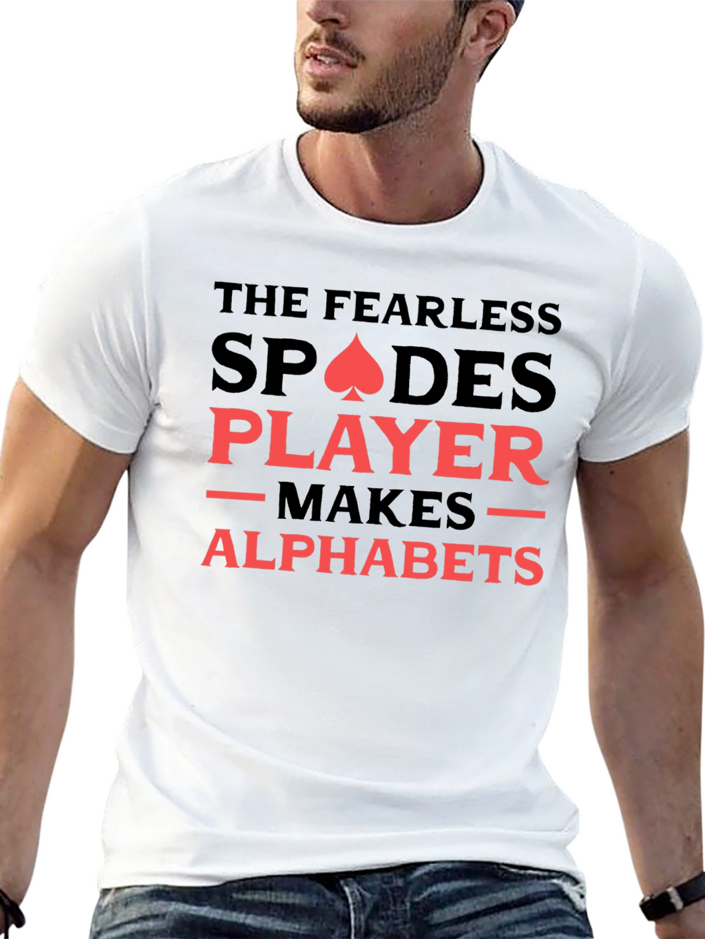 Fearless Spades Player Graphic Tee - Novelty T-Shirt
