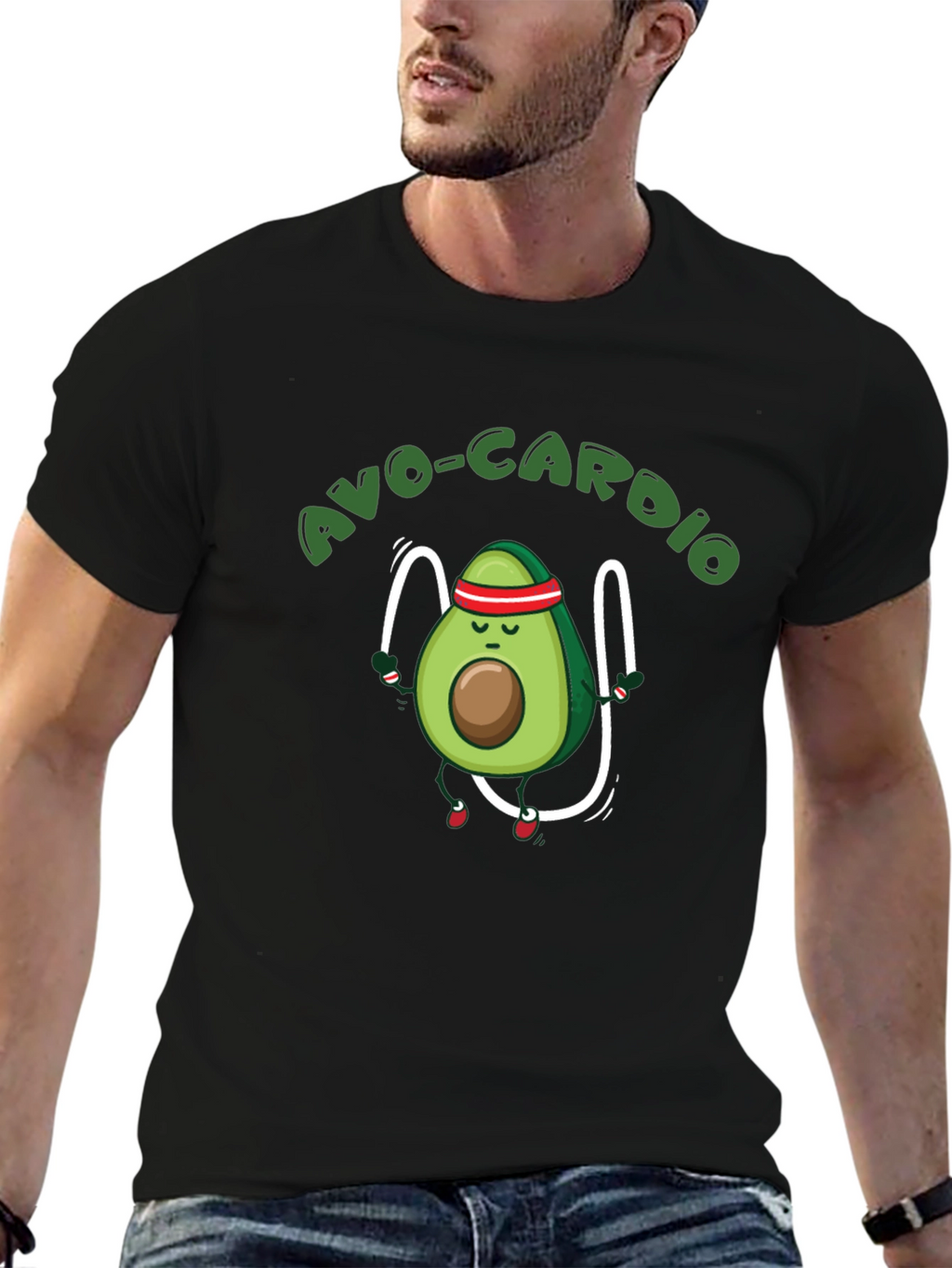 Avo-Cardio Black T-Shirt - Avocado Exercise Tee