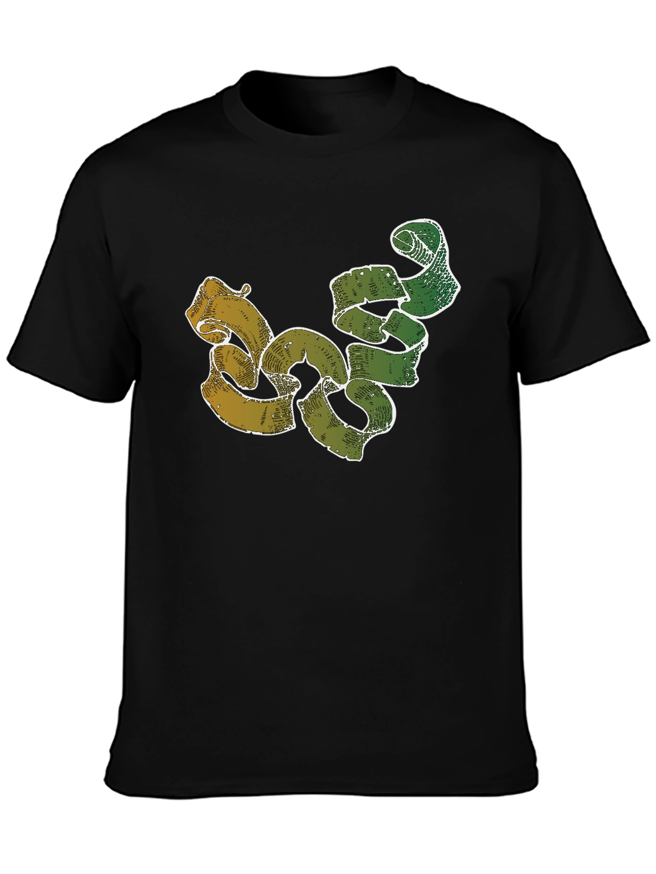 Unique Ribbon Design Black T-Shirt