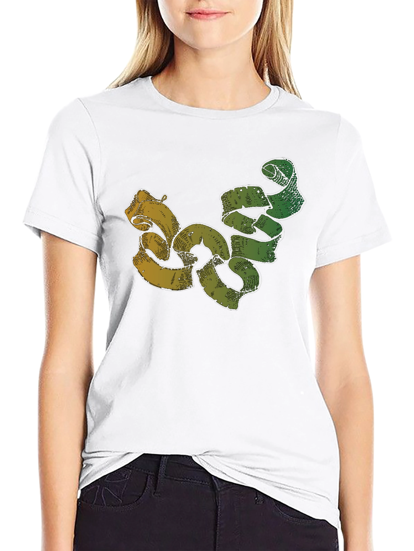 Unique Ribbon Design Black T-Shirt
