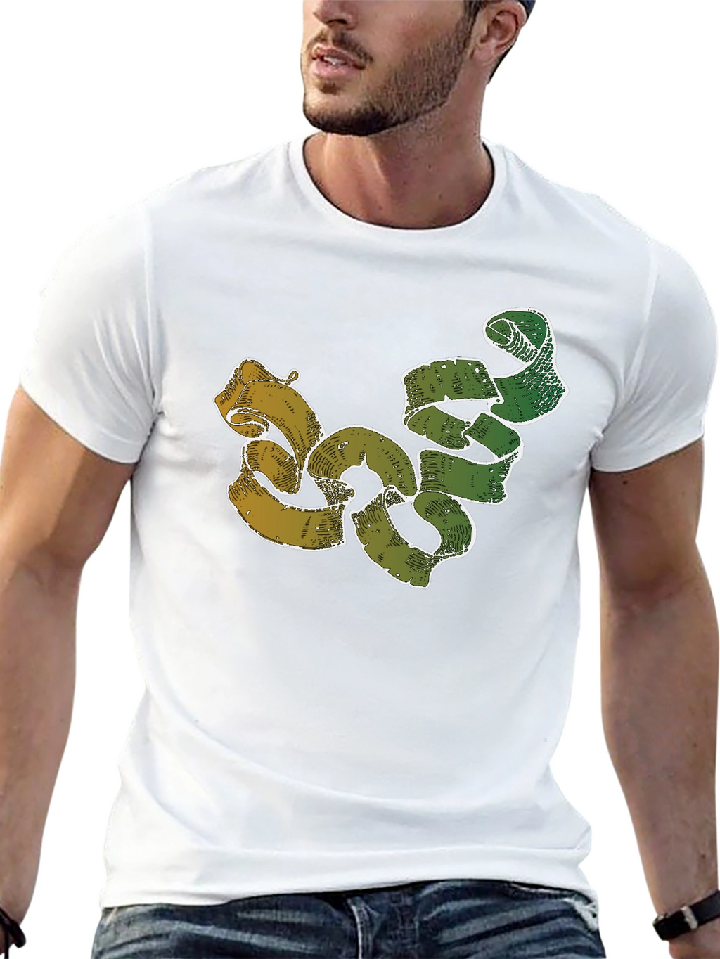 Unique Ribbon Design Black T-Shirt