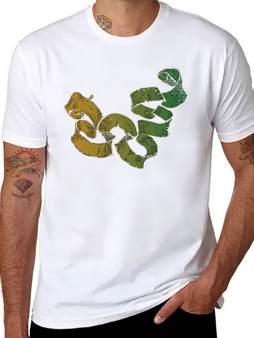 Unique Ribbon Design Black T-Shirt