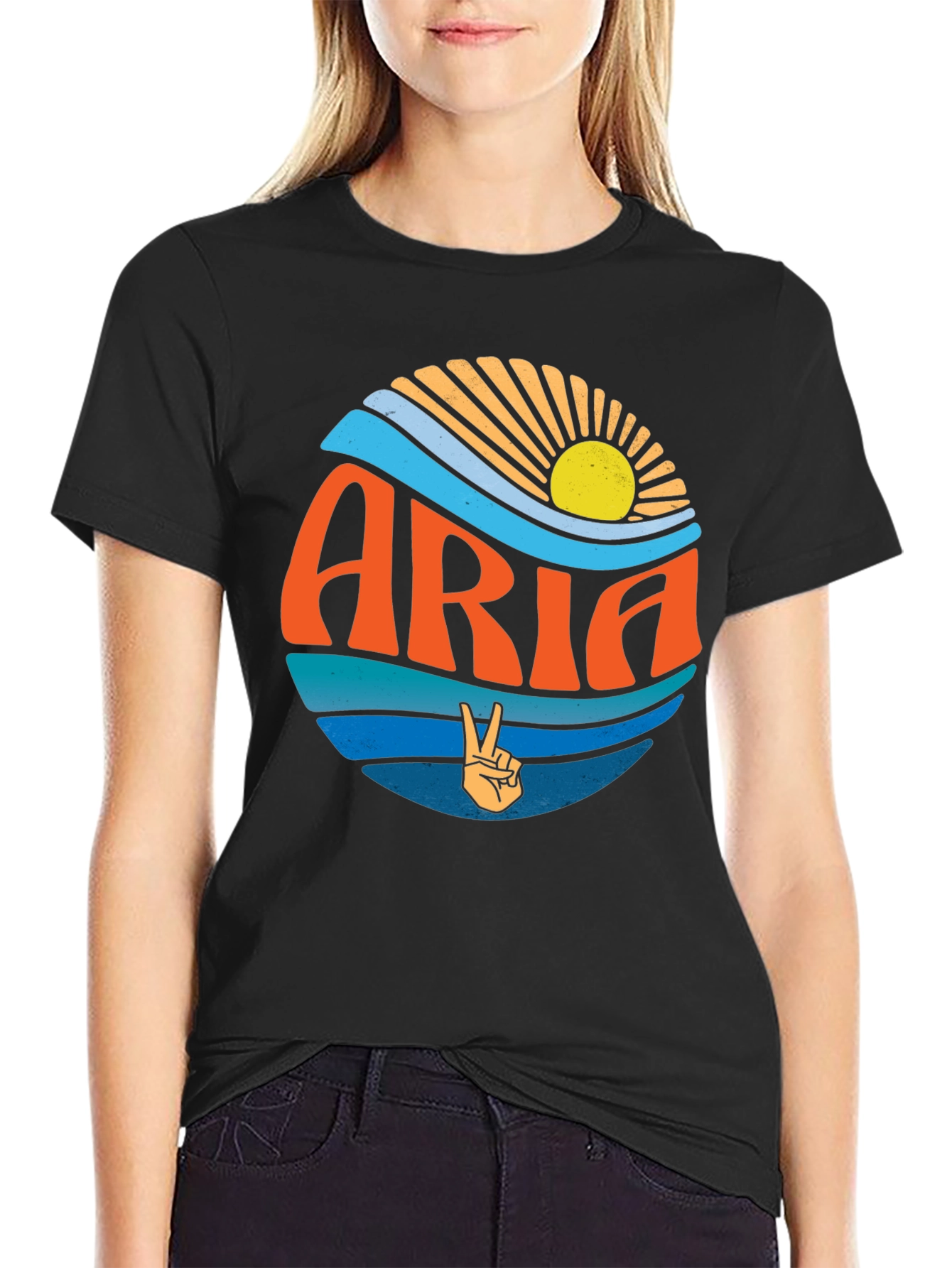 Retro Aria T-Shirt - Peace Sign Graphic Tee