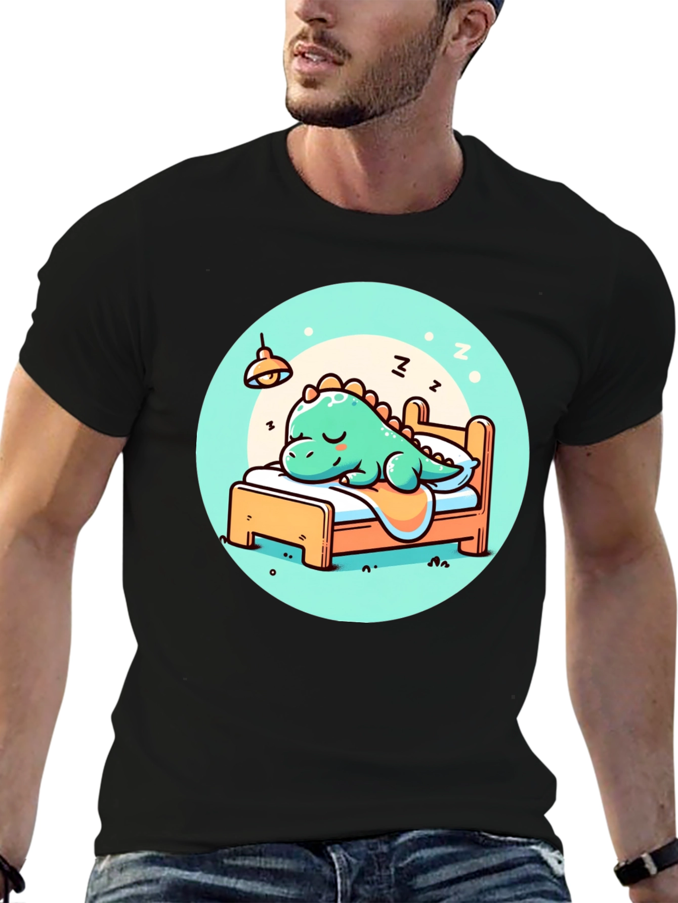 Sleeping Dino Tee - Cute Cartoon Dinosaur T-Shirt