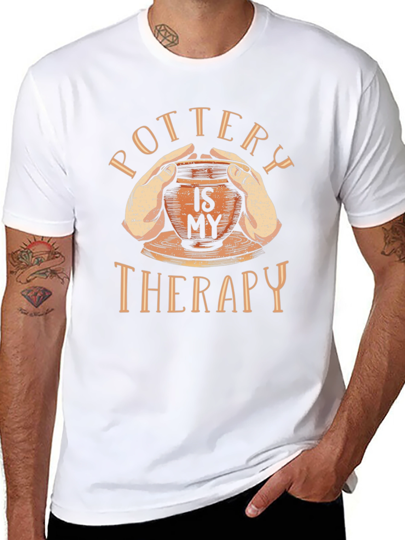 Pottery is My Therapy Black Graphic T-Shirt