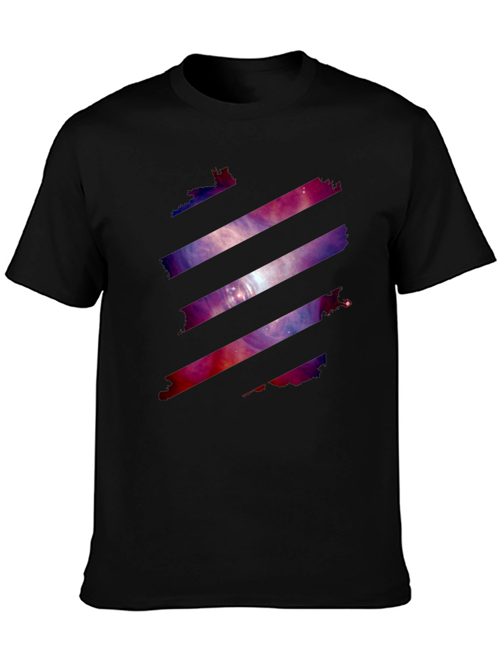 Galaxy Stripe Graphic Tee - Stylish Mens Black T-Shirt