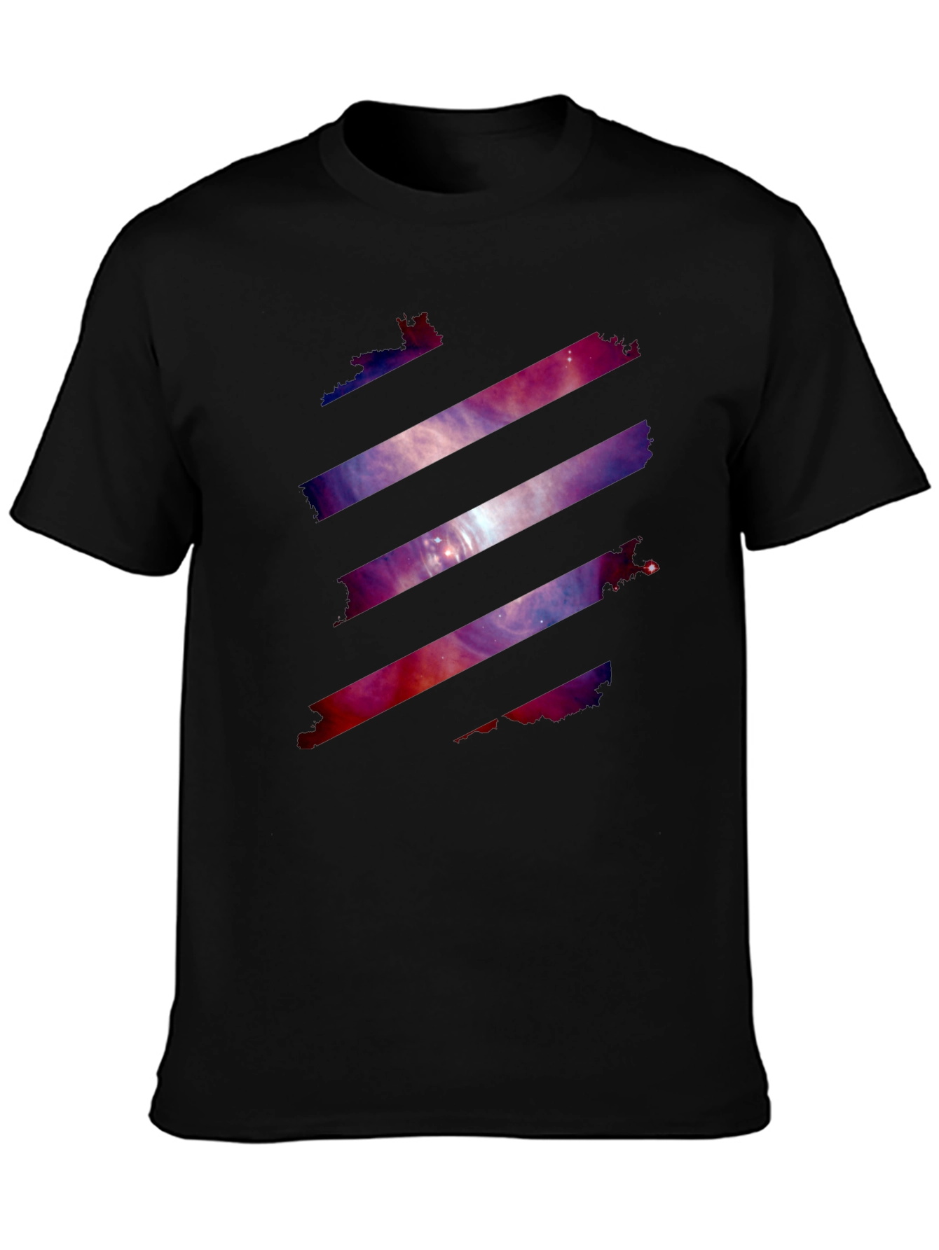 Galaxy Stripe Graphic Tee - Stylish Mens Black T-Shirt
