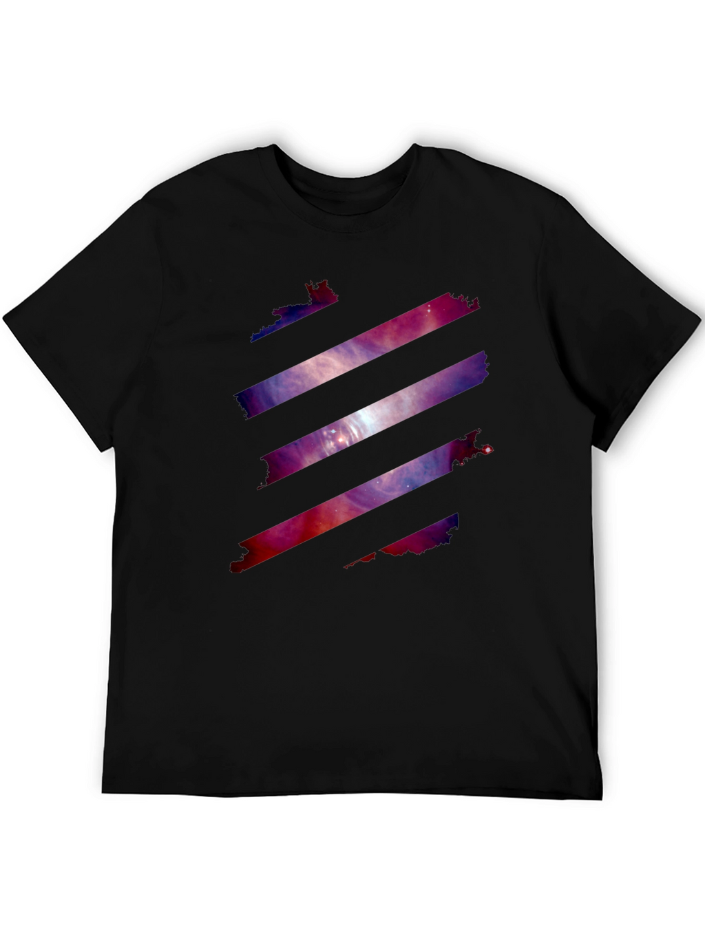 Galaxy Stripe Graphic Tee - Stylish Mens Black T-Shirt