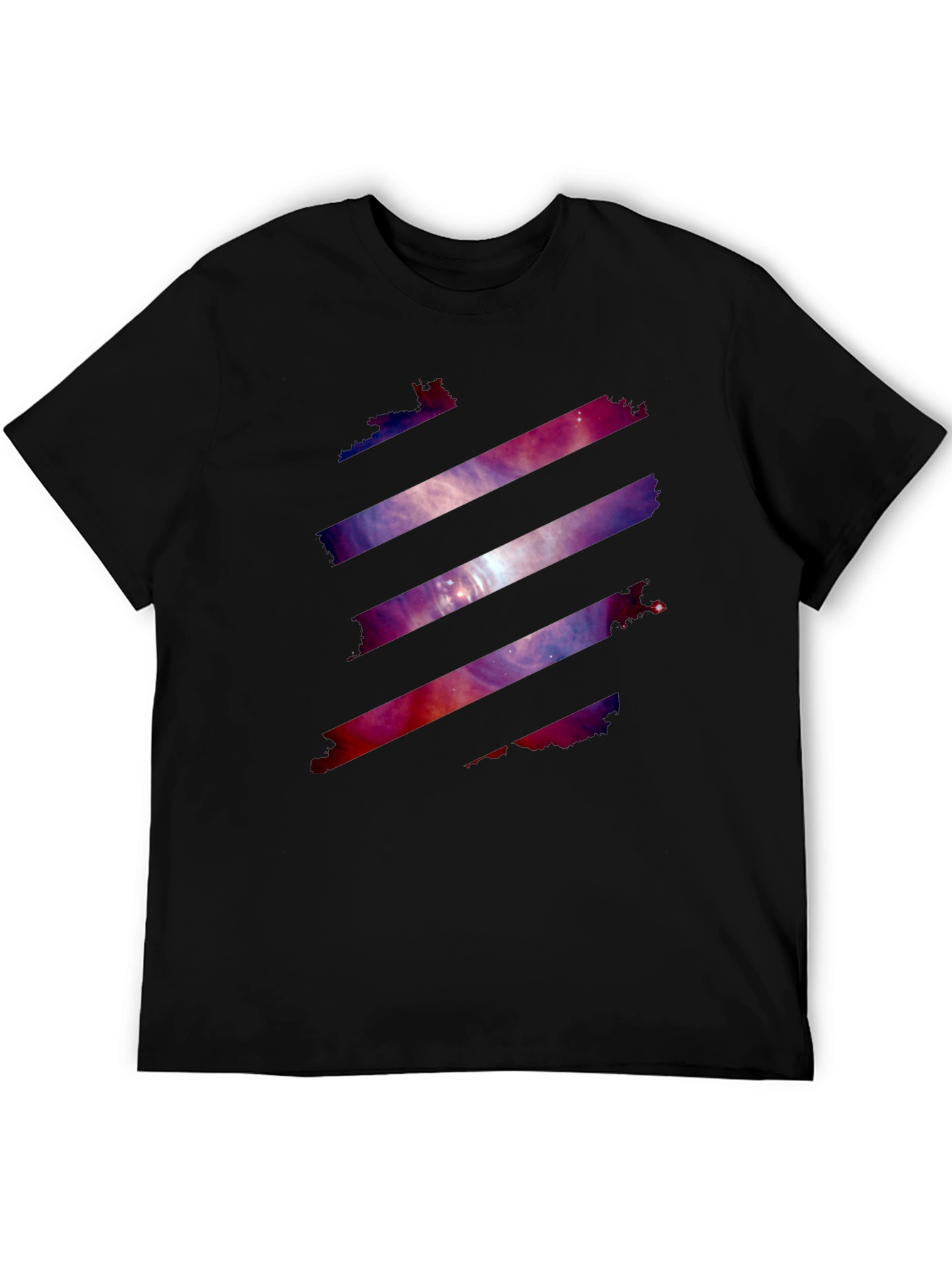 Galaxy Stripe Graphic Tee - Stylish Mens Black T-Shirt