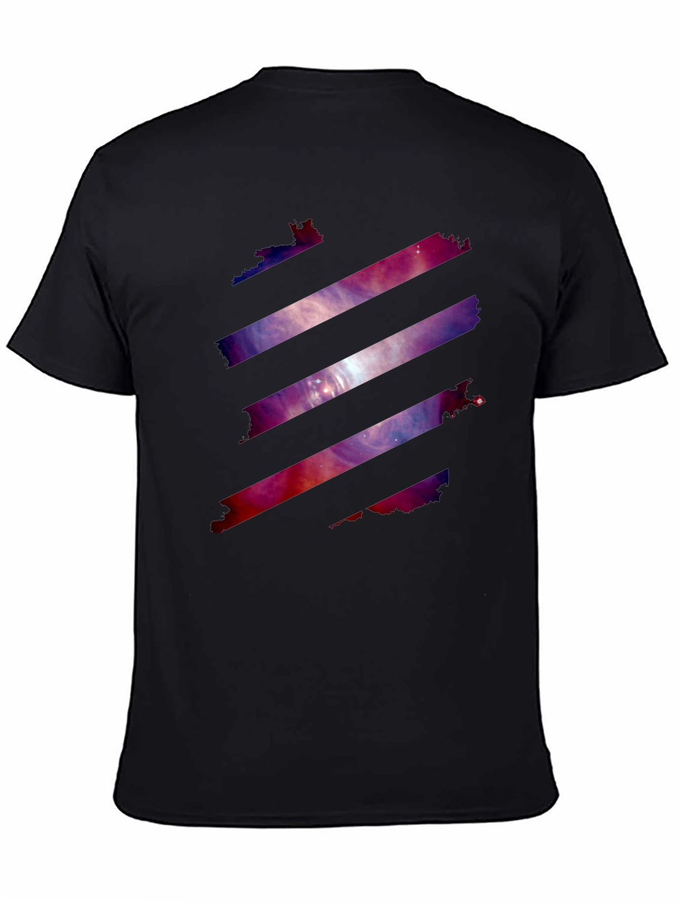 Galaxy Stripe Graphic Tee - Stylish Mens Black T-Shirt