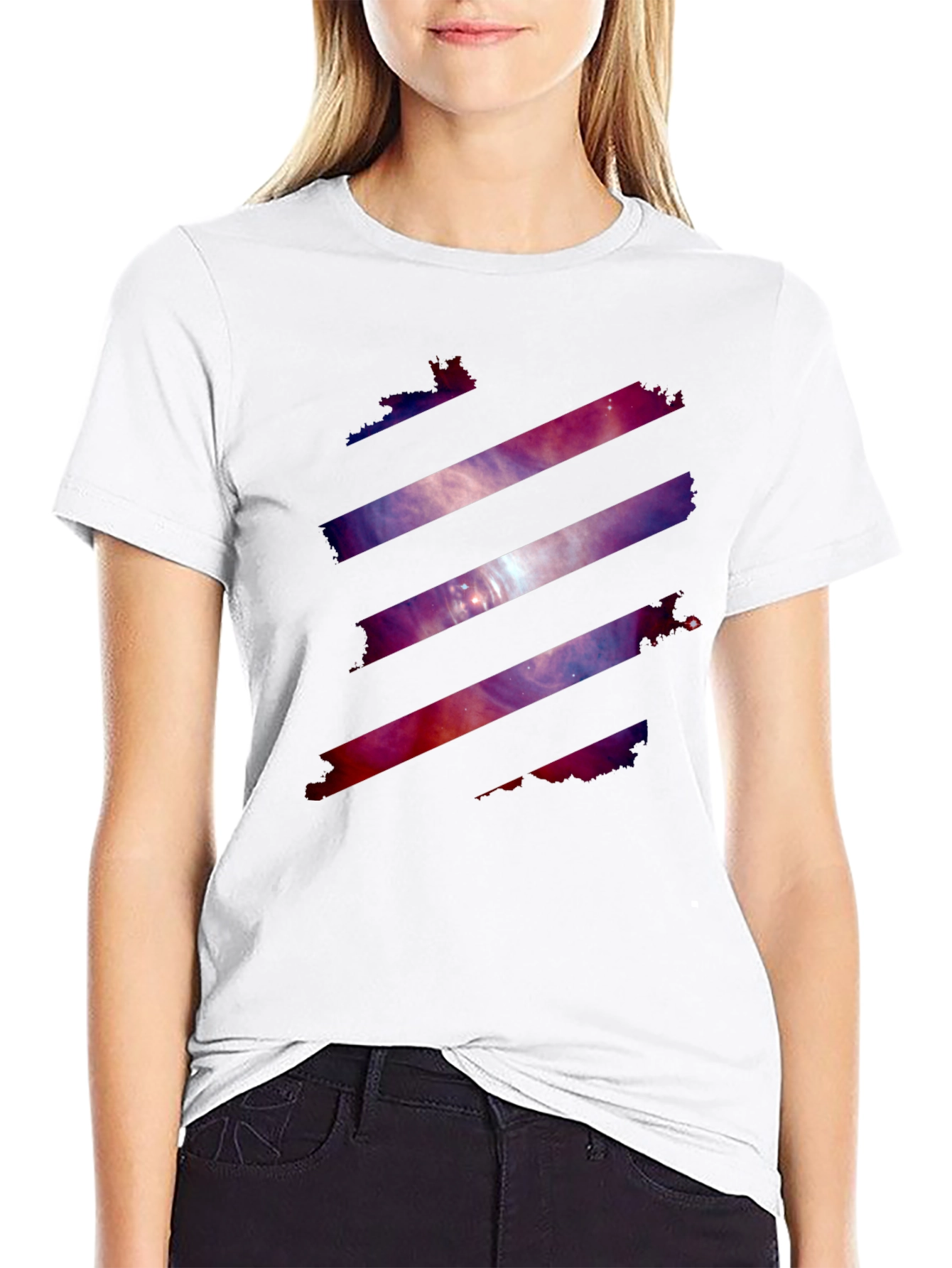 Galaxy Stripe Graphic Tee - Stylish Mens Black T-Shirt