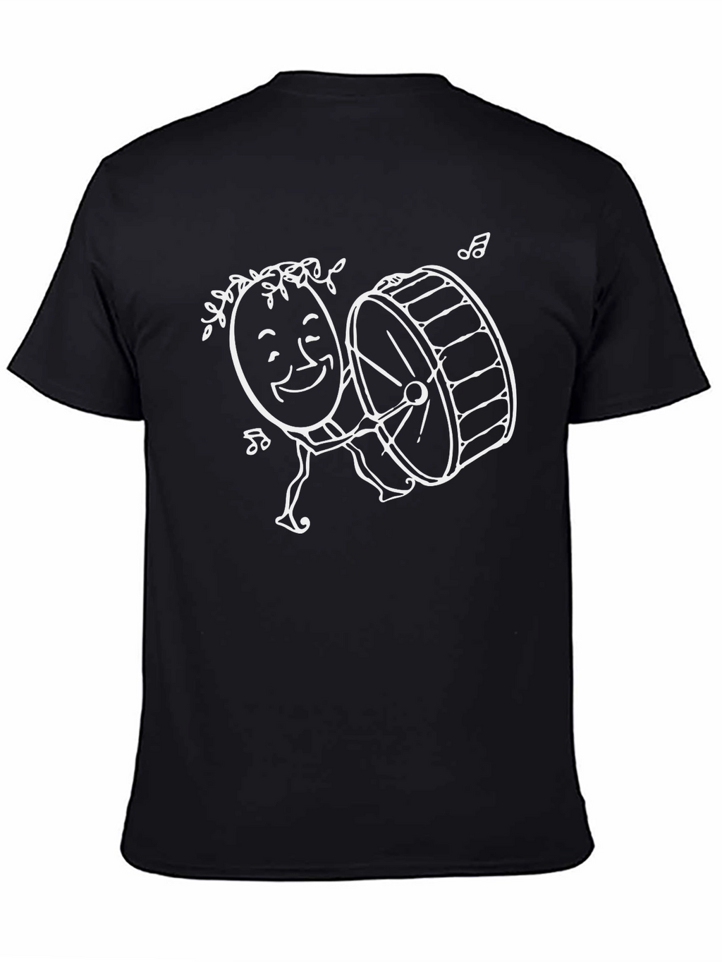 Music Lovers Black T-Shirt with Drummer Design