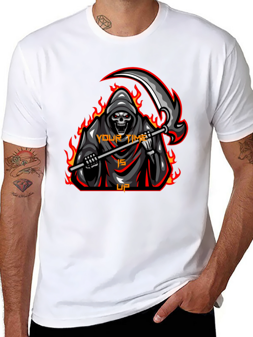 Grim Reaper Graphic T-Shirt - Your Time is Up