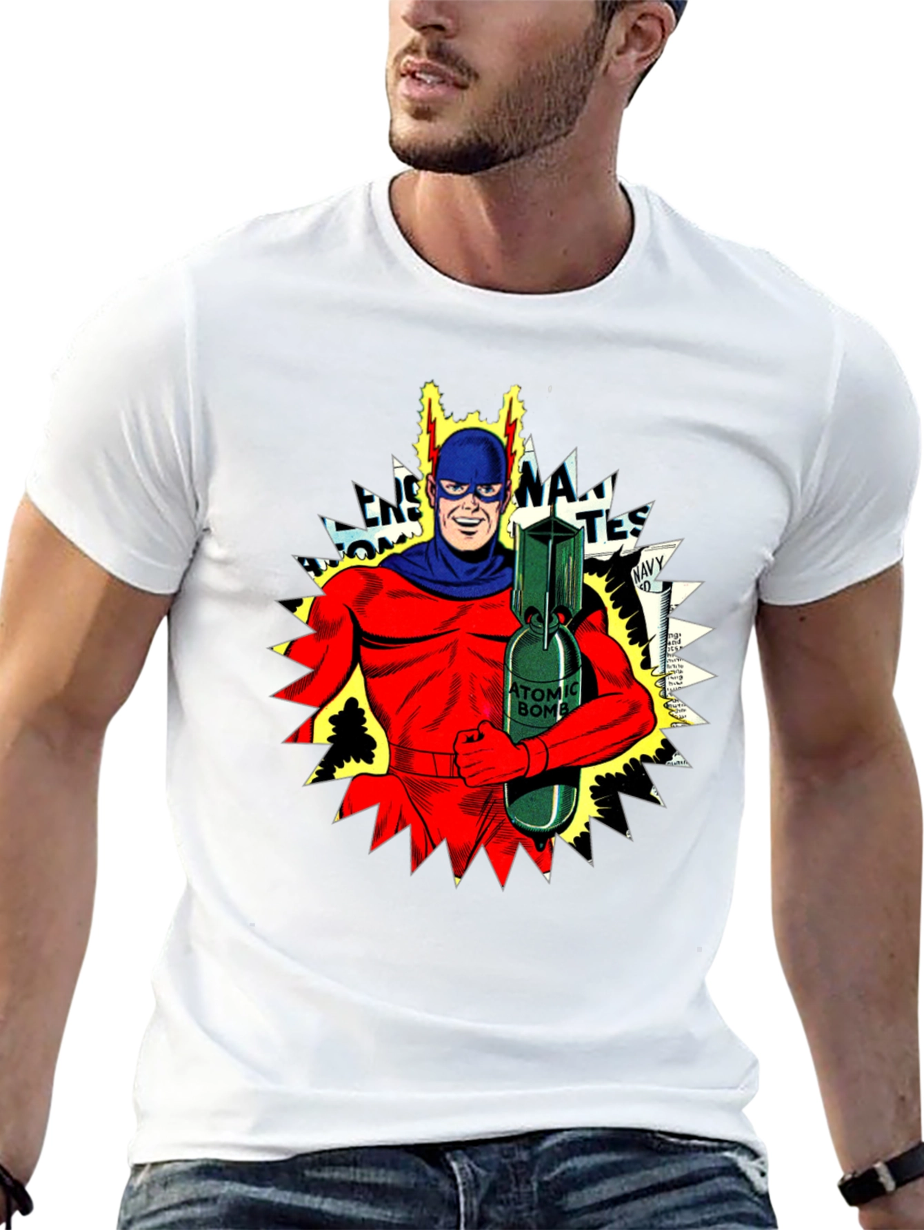 Atomic Bomb Superhero Graphic T-Shirt