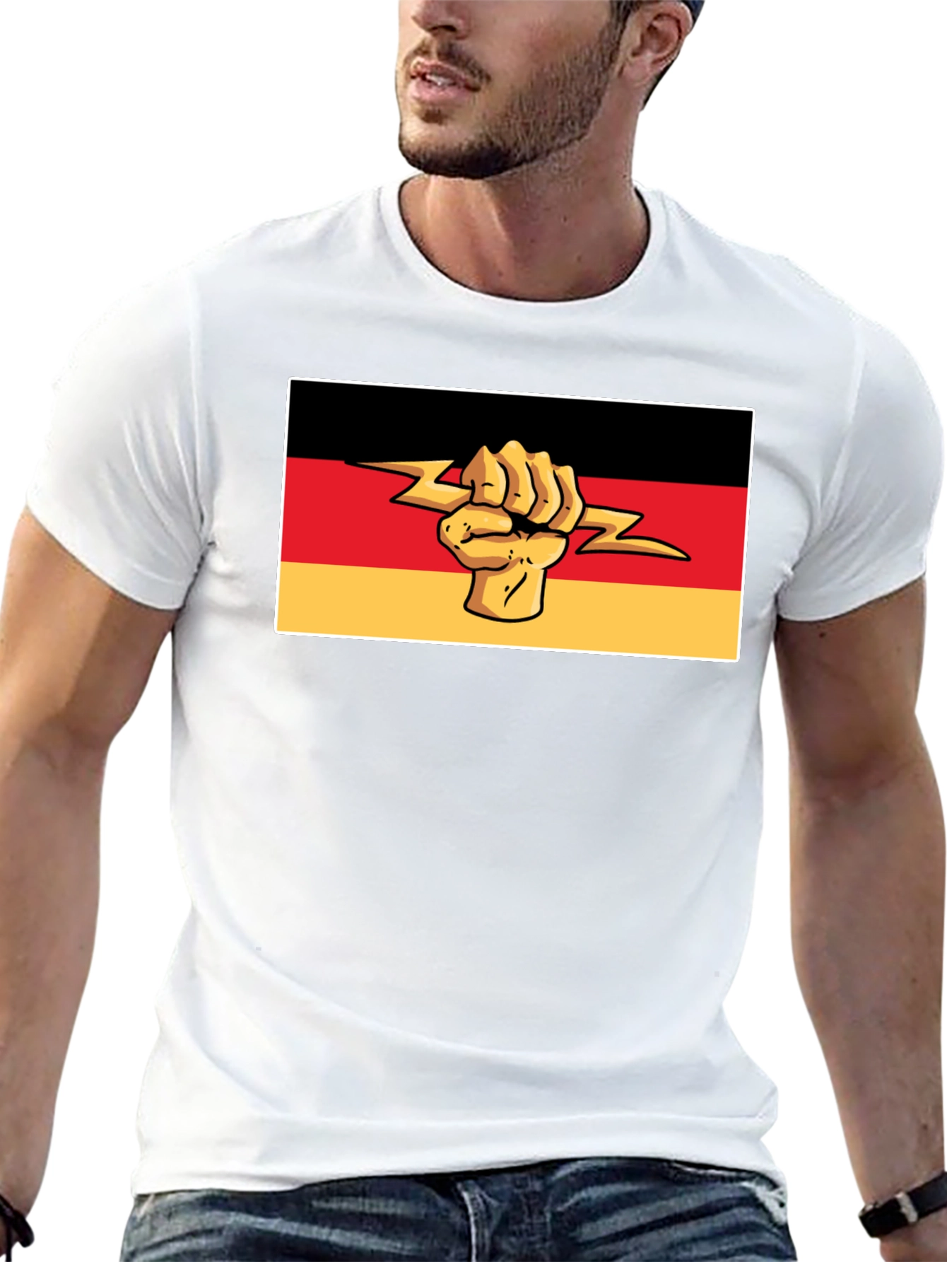 German Flag Fist Lightning Bolt Graphic T-Shirt