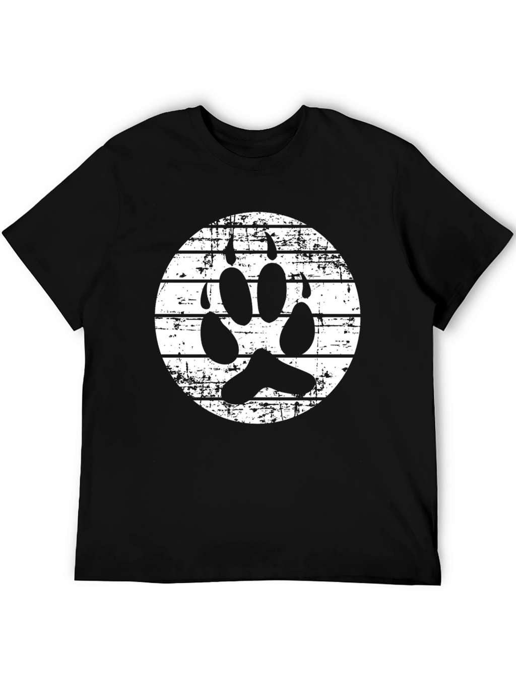 Grunge Paw Print Graphic Tee - Black