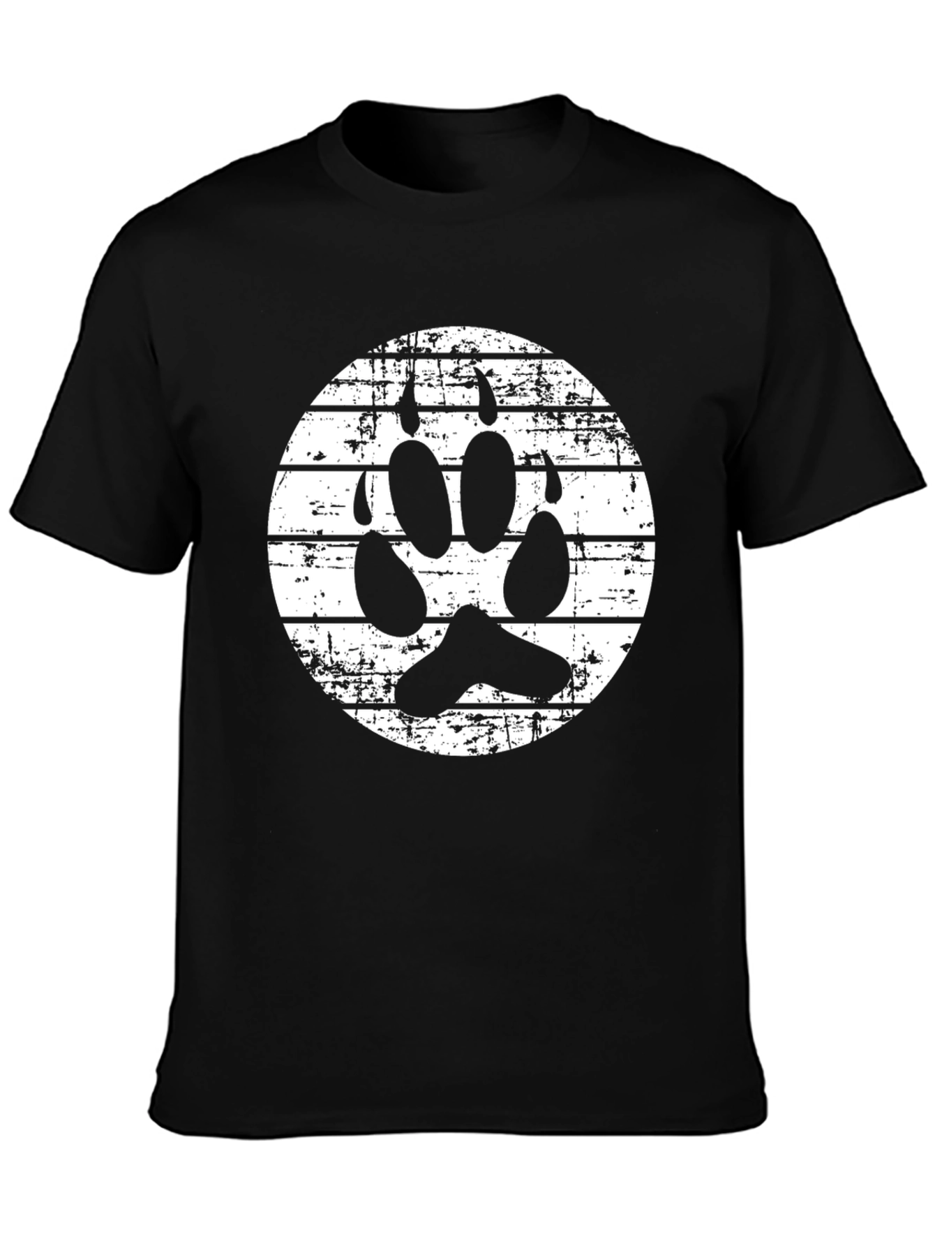 Grunge Paw Print Graphic Tee - Black