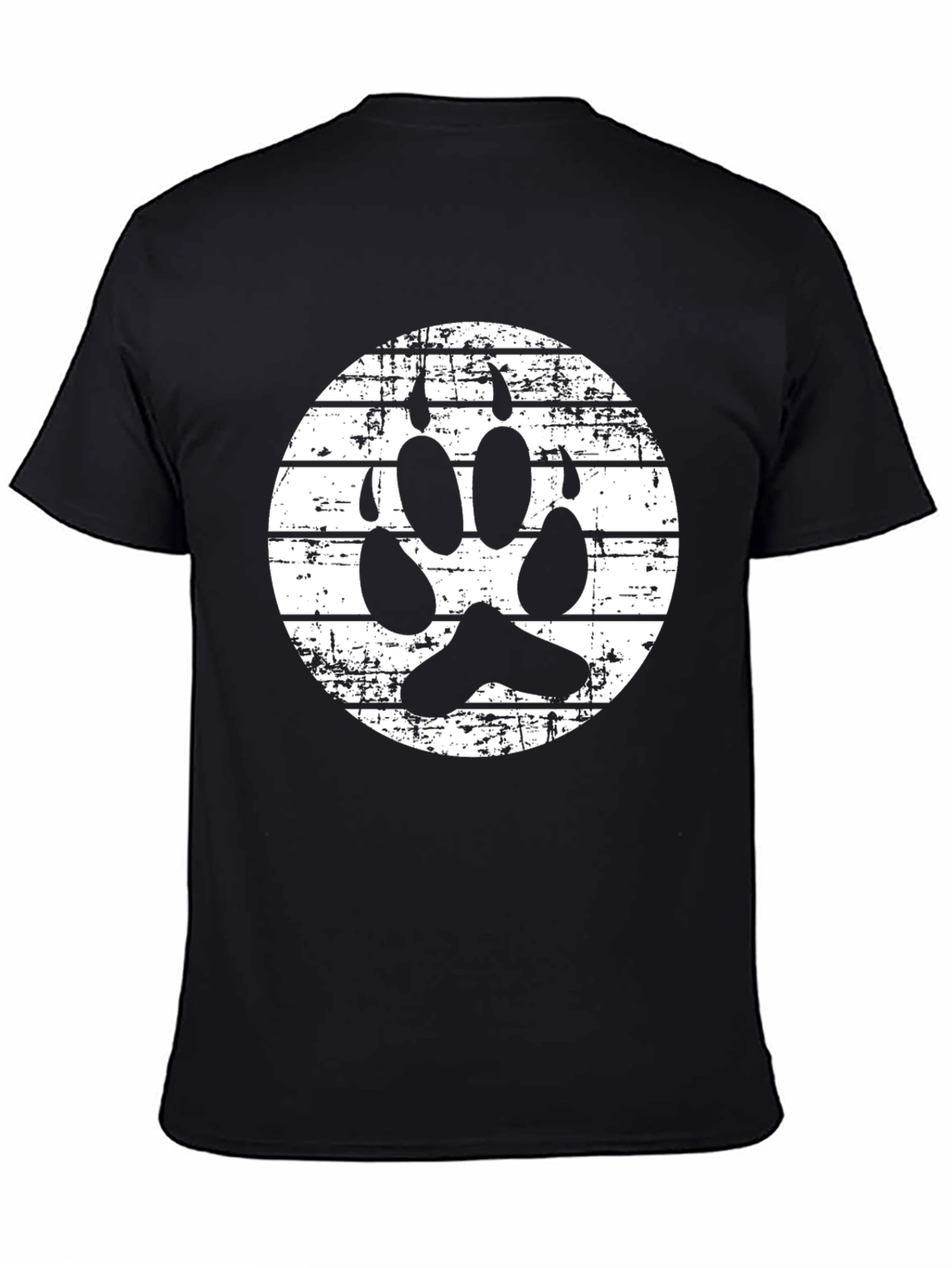 Grunge Paw Print Graphic Tee - Black