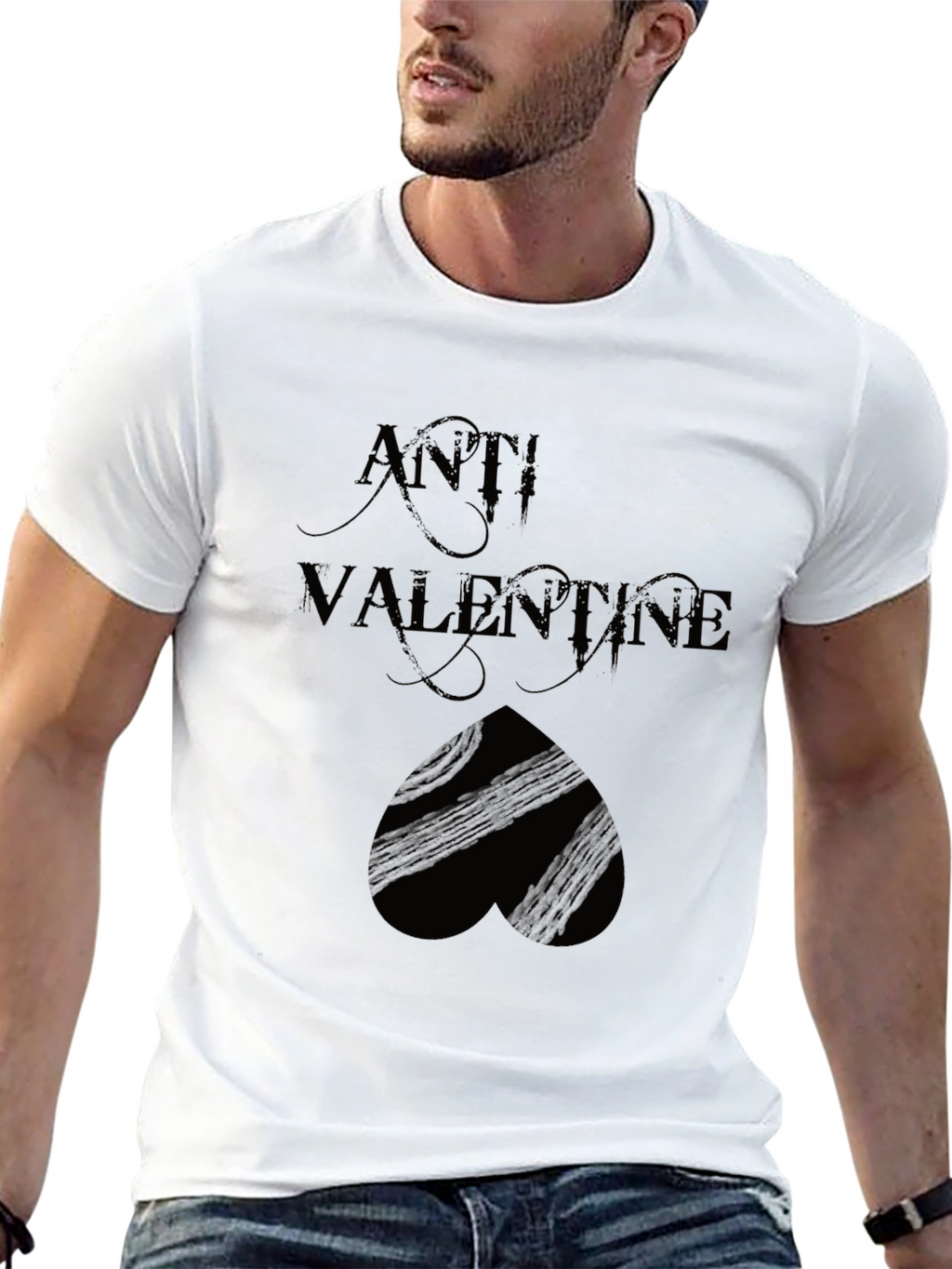 Anti Valentines Day Black Graphic Tee