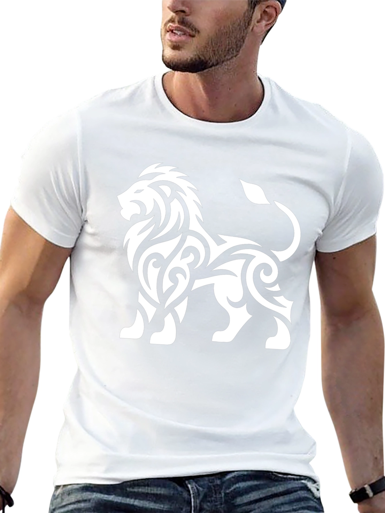 Lion Graphic Tee - Black Cotton T-Shirt