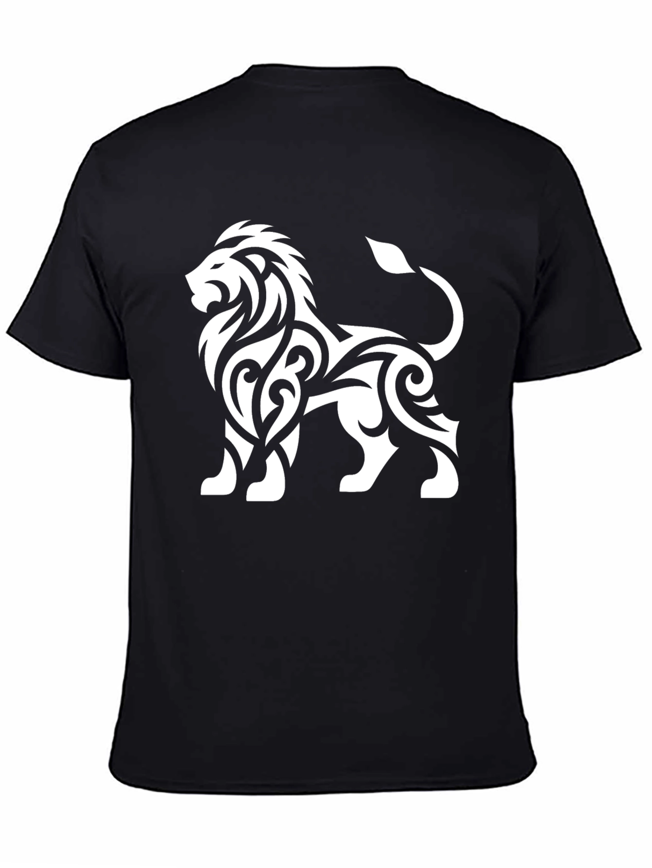 Lion Graphic Tee - Black Cotton T-Shirt