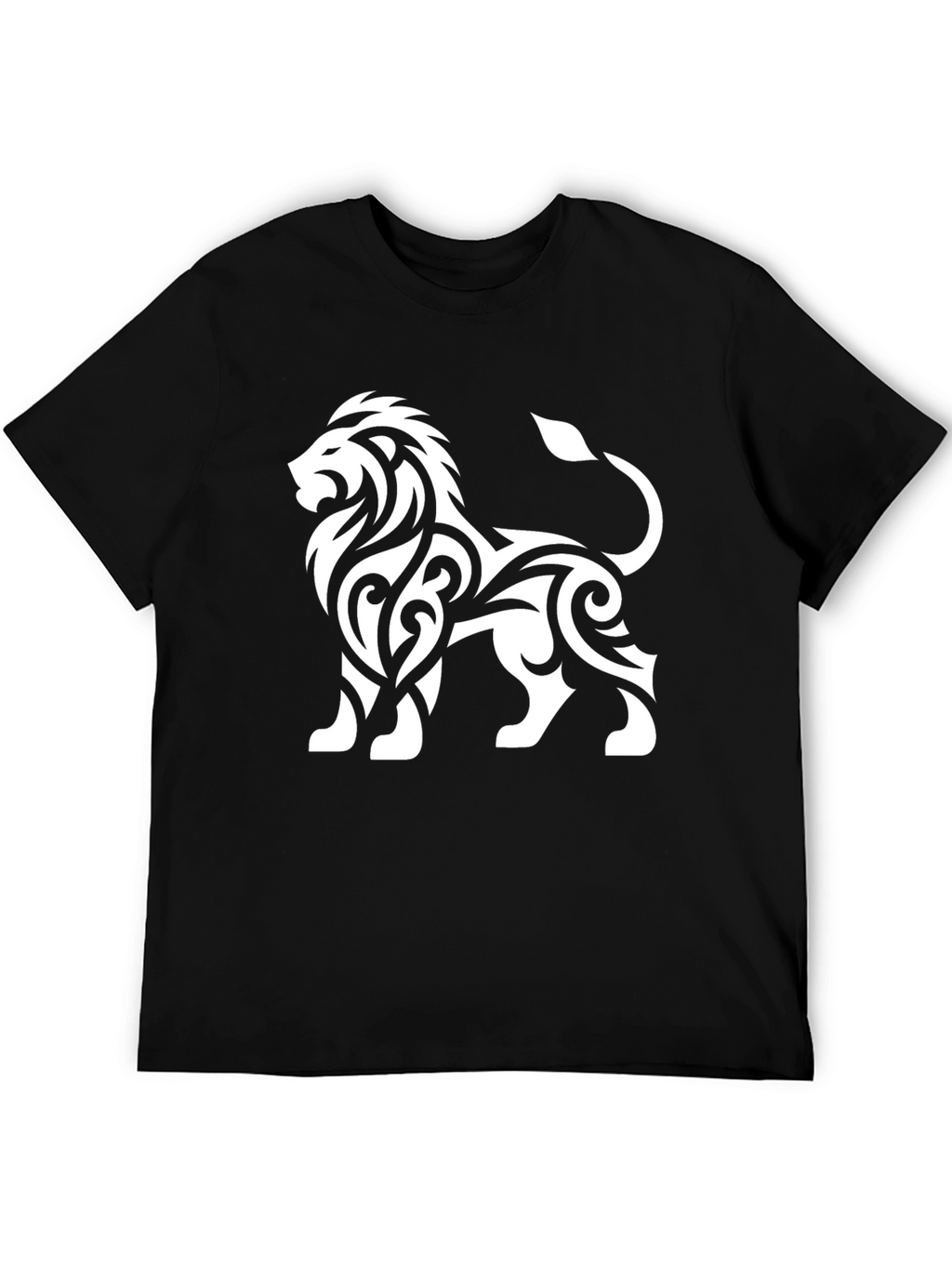 Lion Graphic Tee - Black Cotton T-Shirt