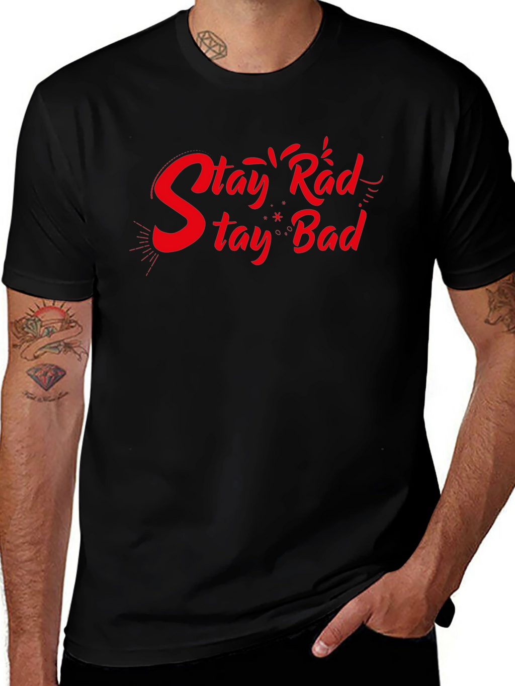 Stay Rad Stay Bad Black Graphic T-Shirt