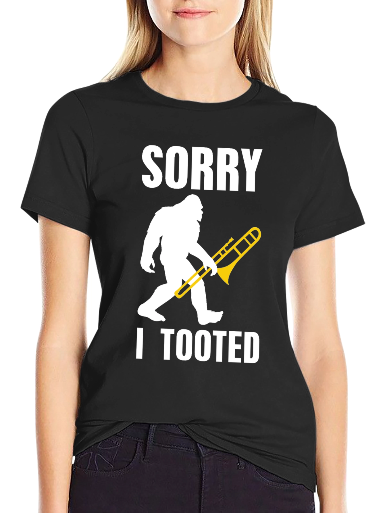 Sorry I Tooted Sasquatch Trombone Graphic T-Shirt