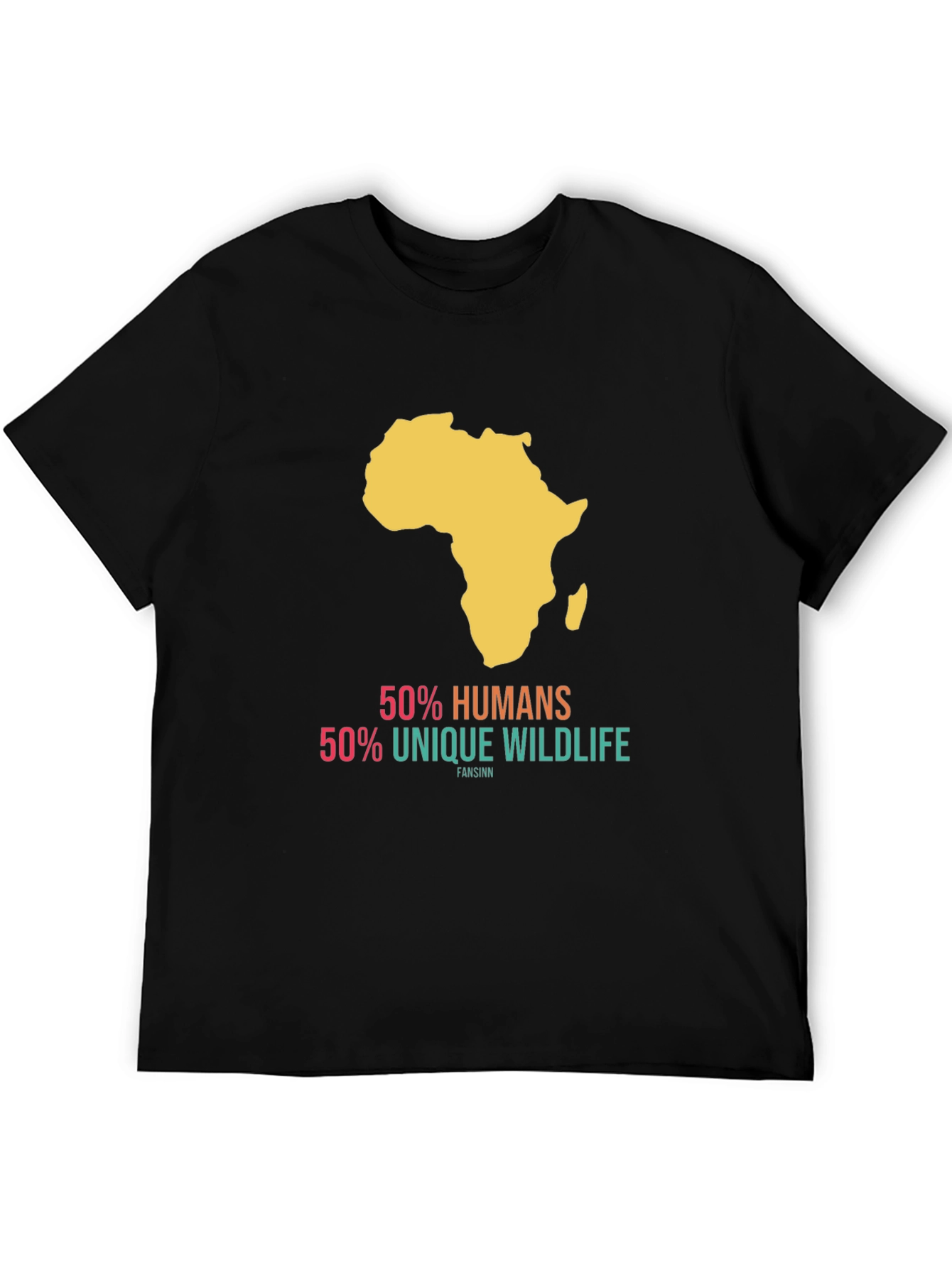 Africa T-Shirt - 50% Humans 50% Wildlife - Black Tee