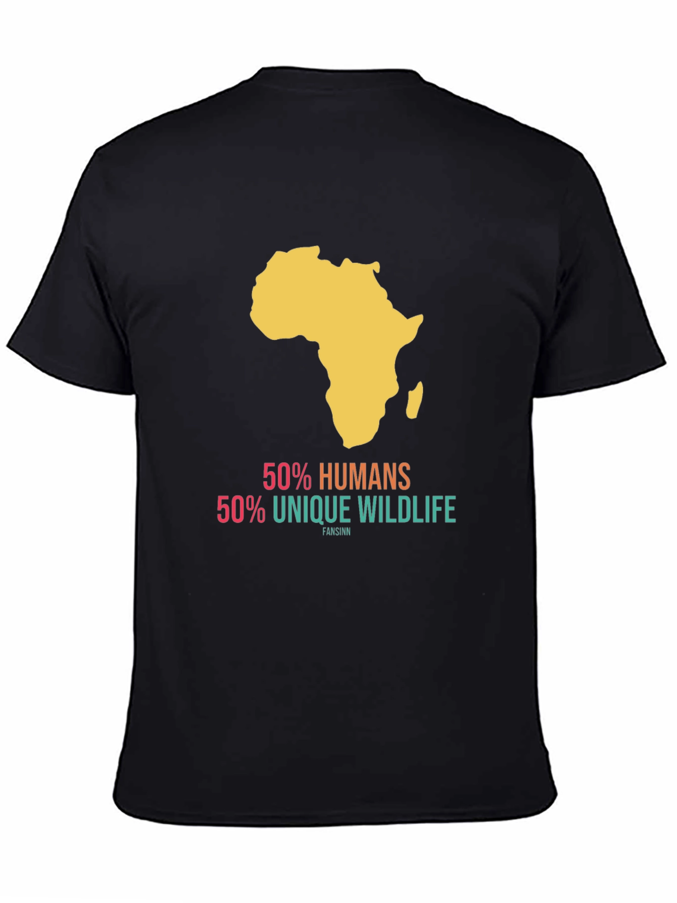 Africa T-Shirt - 50% Humans 50% Wildlife - Black Tee