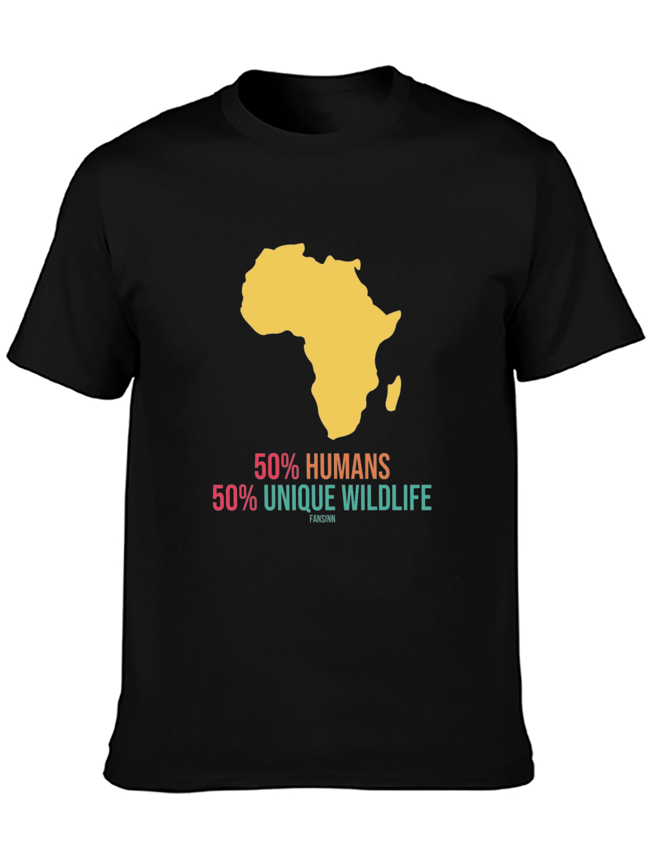 Africa T-Shirt - 50% Humans 50% Wildlife - Black Tee