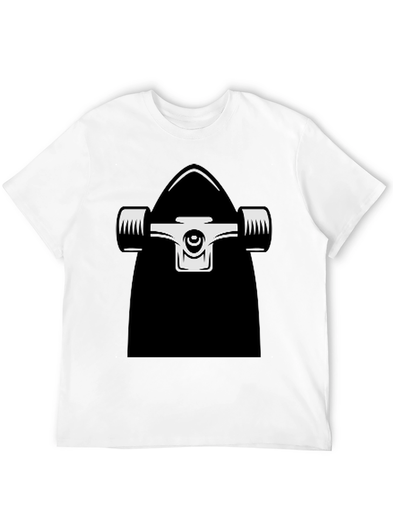 Skateboard Graphic Tee - Black Cotton Casual Wear