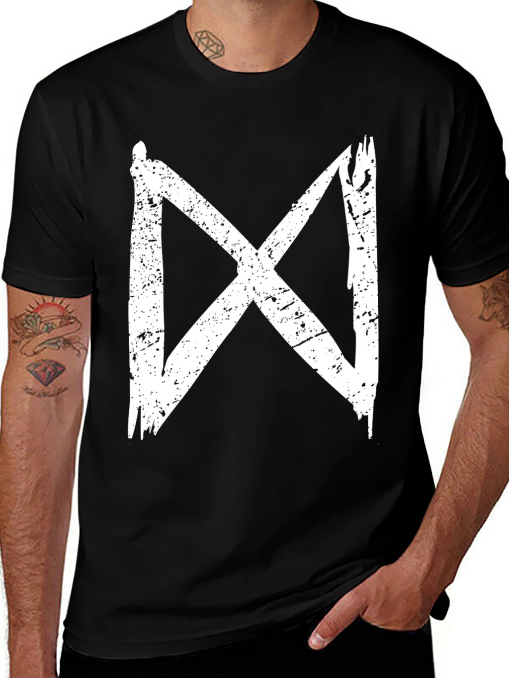 Distressed X Graphic Black T-Shirt