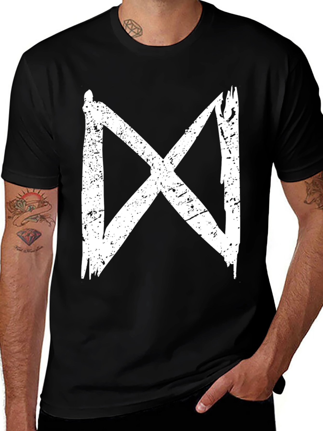 Distressed X Graphic Black T-Shirt