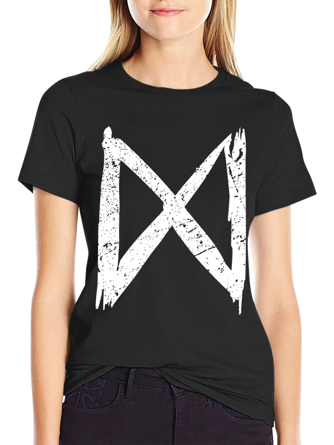 Distressed X Graphic Black T-Shirt