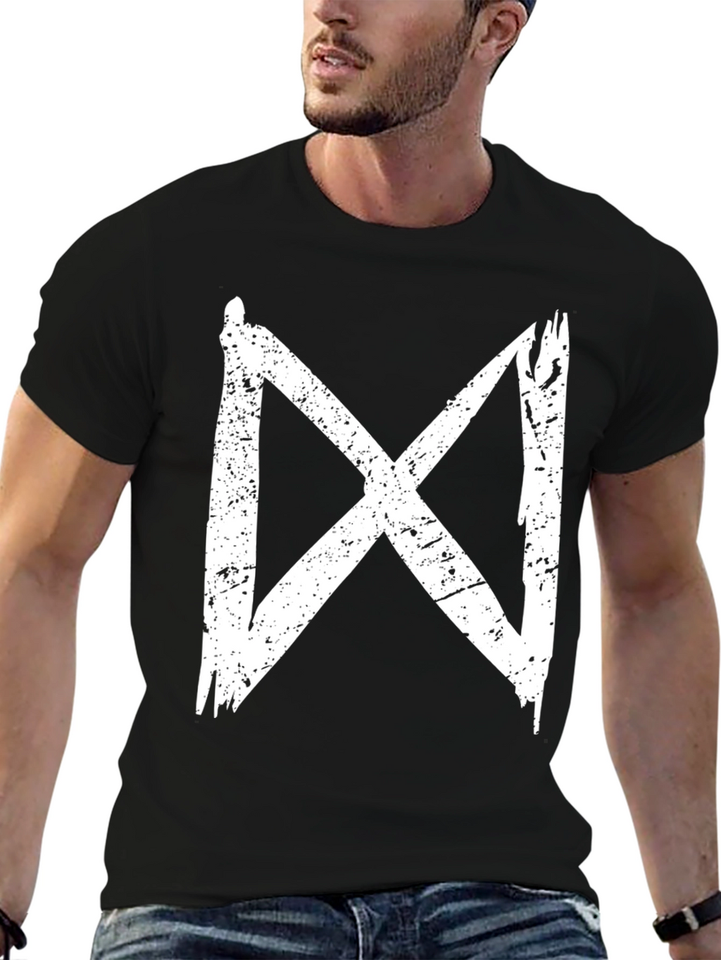 Distressed X Graphic Black T-Shirt