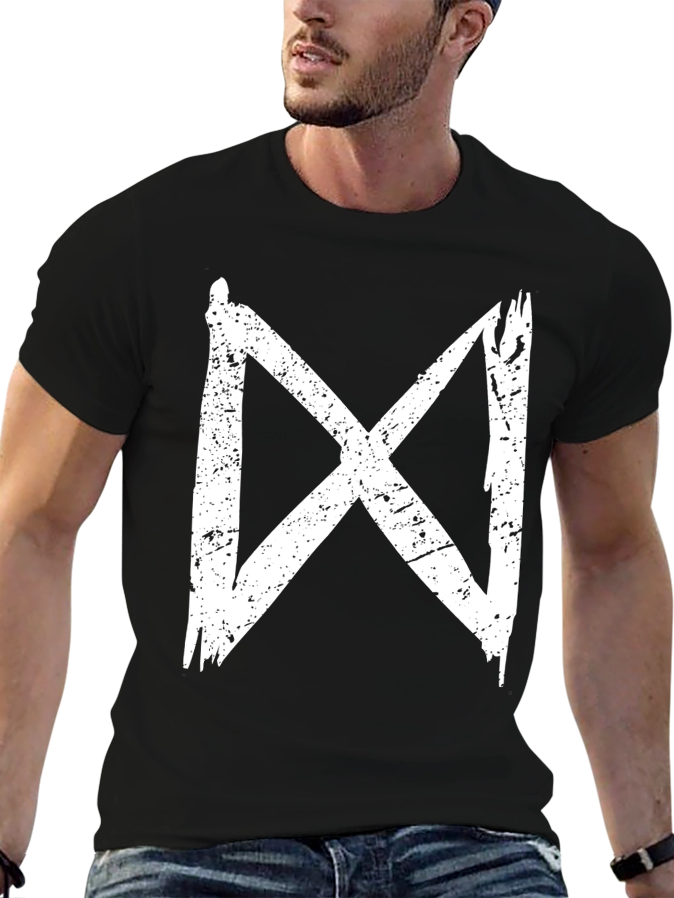 Distressed X Graphic Black T-Shirt