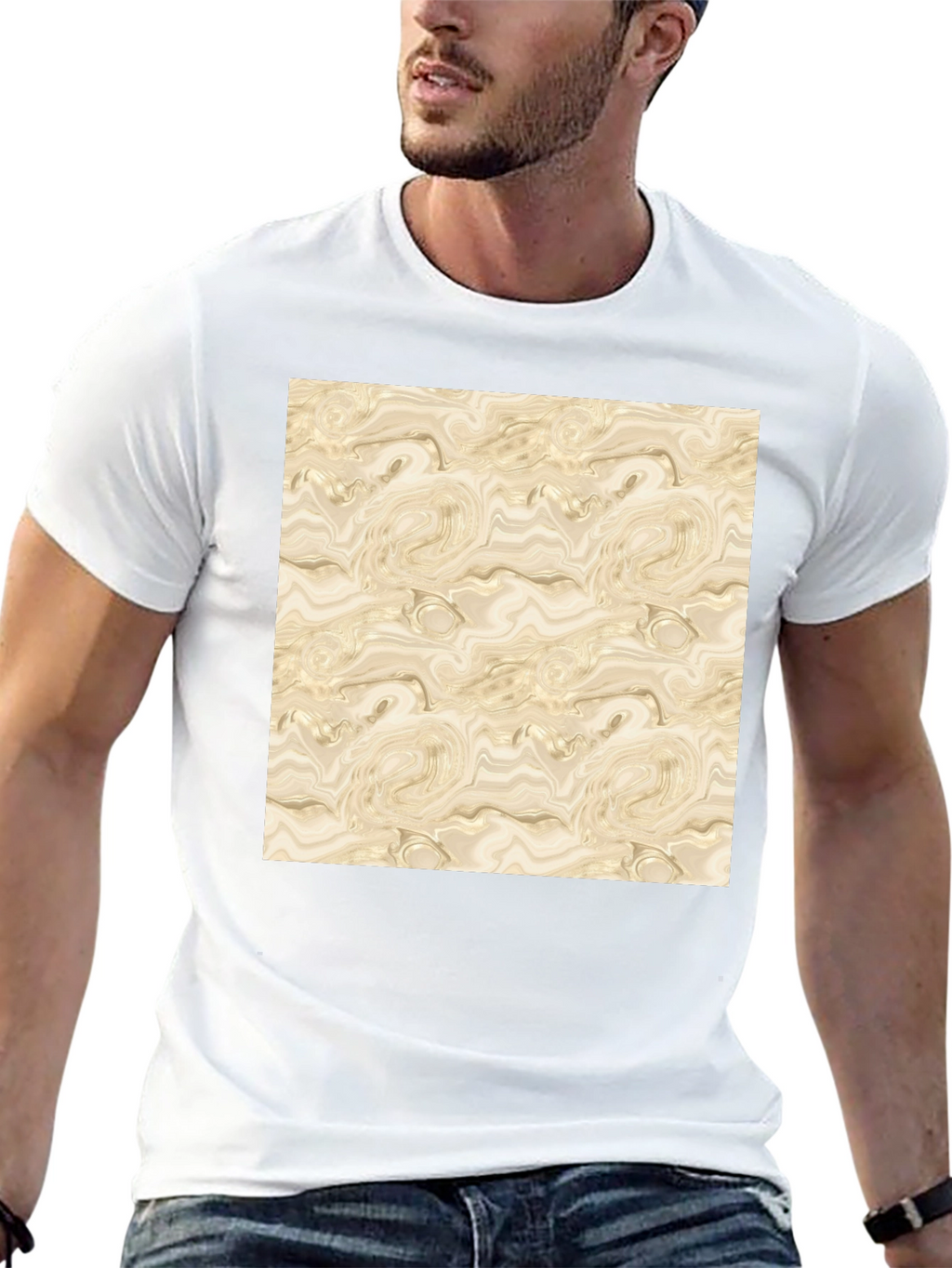 Abstract Marble Pattern Black T-Shirt